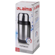 Термос LAIMA классический с узким горлом, 1,2л, нержавеющая сталь, пластиковая ручка Термос LAIMA классический с узким горлом, 1,2л, нержавеющая сталь, пластиковая ручка