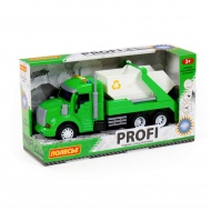 Автомобиль Полесье "Профи", автомобиль-контейнеровоз инерционный (со светом и звуком) (зелёный) (в коробке)