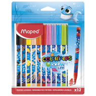 Фломастеры MAPED COLOR'PEPS "Ocean", 12 цветов, смываемые