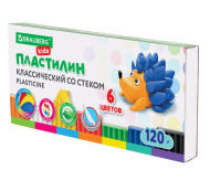 Пластилин классический BRAUBERG KIDS, 6 цветов, 120 грамм, стек